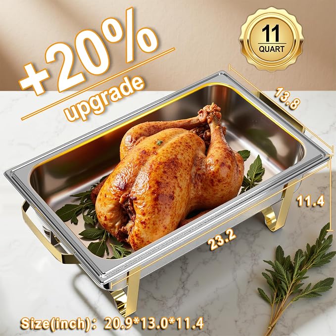Chafing Dishes for Buffet 2 Pack, 11QT Stainless Steel Food Warmers for Parties - Image 2