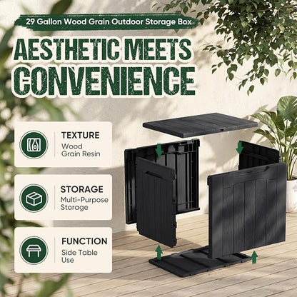 Devoko 29 Gallon Waterproof Outdoor Storage Box Resin Deck Box Lockable and UV - Image 3