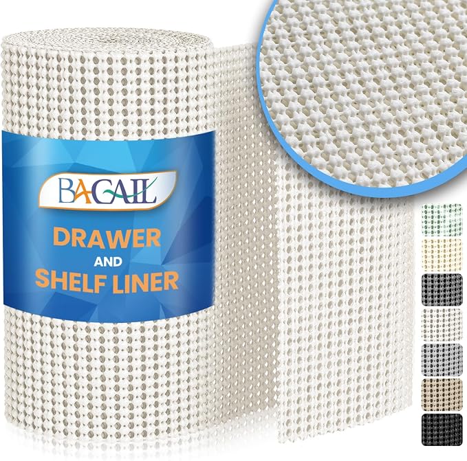 BAGAIL Non-Adhesive Shelf Liner, Thick Strong Grip Drawer Liners by BAGAILBASICS