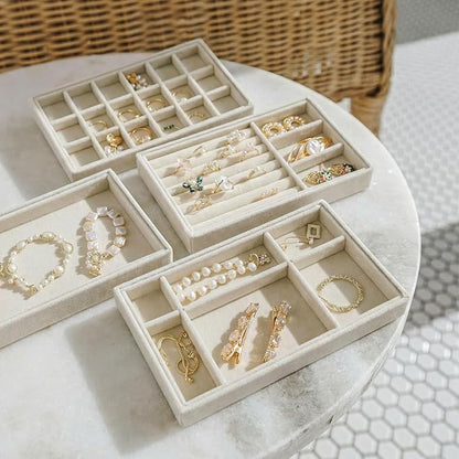 Elsjoy 8 Pack Velvet Jewelry Trays, Stackable Jewelry Organizer Trays - Image 8