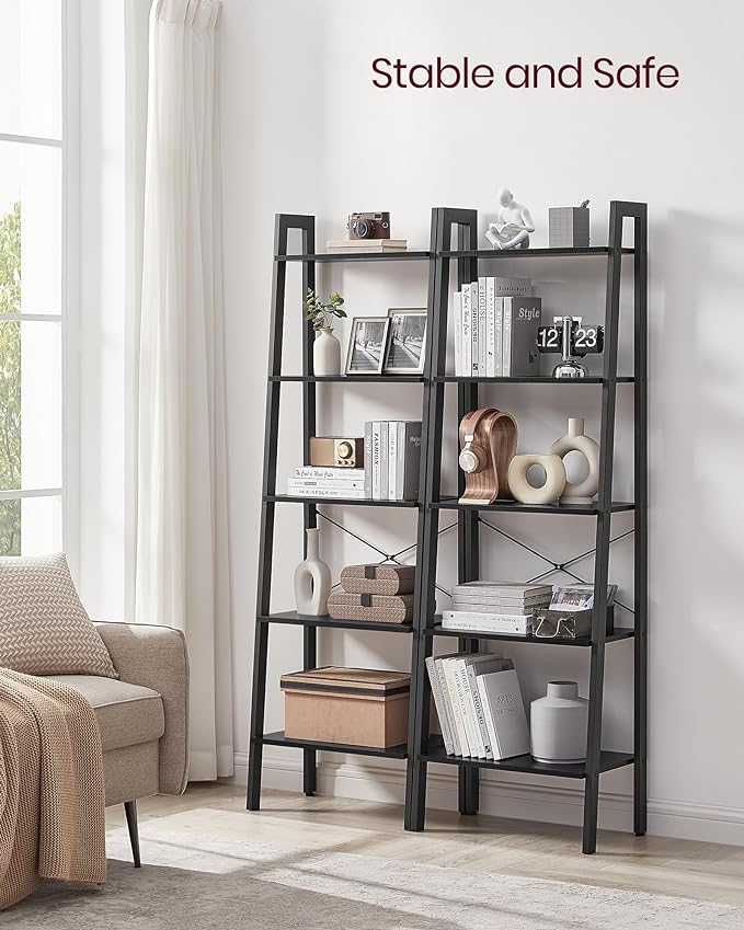 VASAGLE Ladder Shelf, 5-Tier Bookshelf, Storage Rack, Bookcase - Image 4