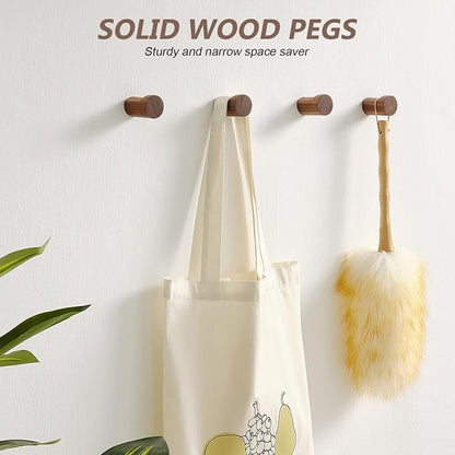 Wooden Wall Hooks 4 Pack, Modern Decorative Coat Hook Wall-Mount, Handmade - Image 3