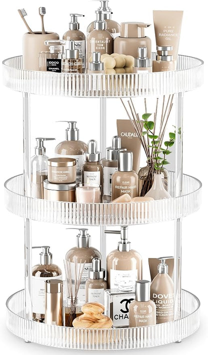 3 Tier Lazy Susan Bathroom Countertop Organizer, 360° Clear Rotating Makeup by Acina