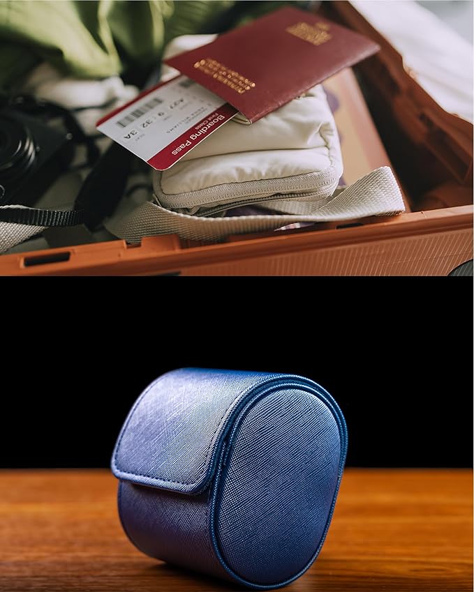 MR.OKAY Single Watch Travel Case -Classic Leather Watch Case - Image 5