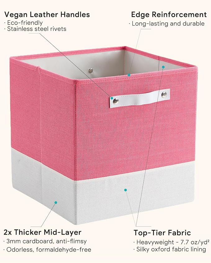 Storage Cube Bins | 7.7 oz/yd² Fabric Cubby Organizer Baskets - Image 5