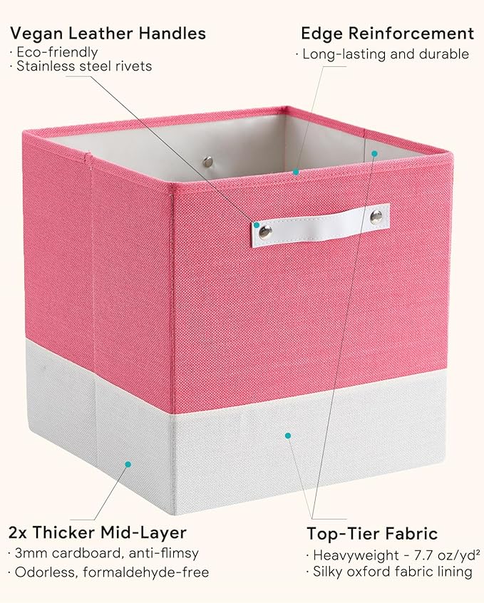 Storage Cube Bins | 7.7 oz/yd² Fabric Cubby Organizer Baskets - Image 6