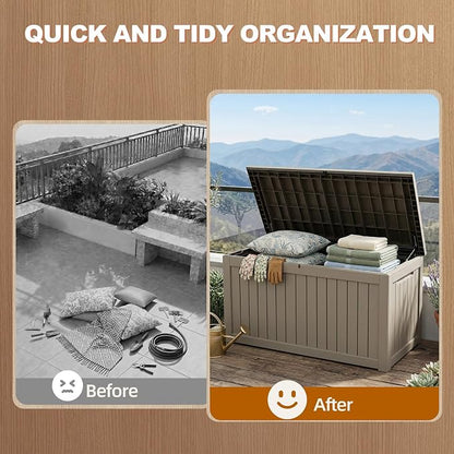 EFU Outdoor Storage Box 280 Gallon Deck Box Lockable UV Resistance Waterproof - Image 5