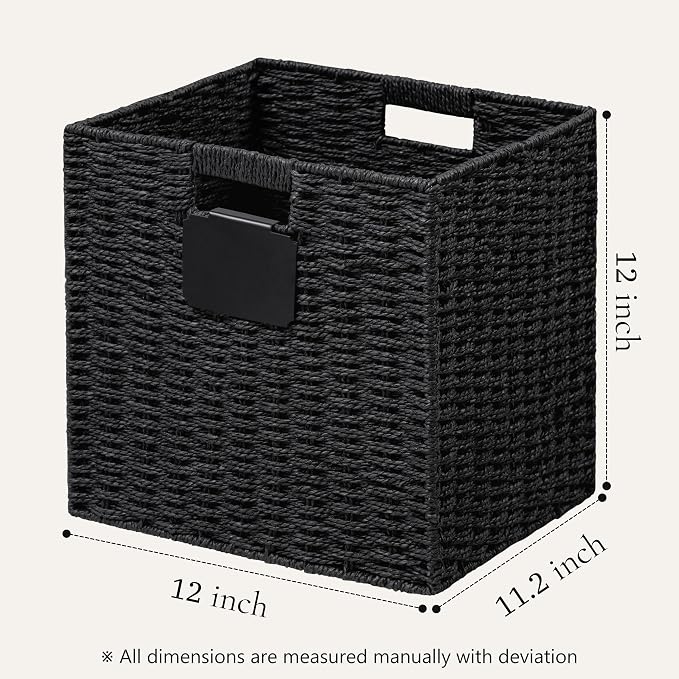 UBBCARE 4 Pack Wicker Basket, 12×12 Storage Cubes - Image 2