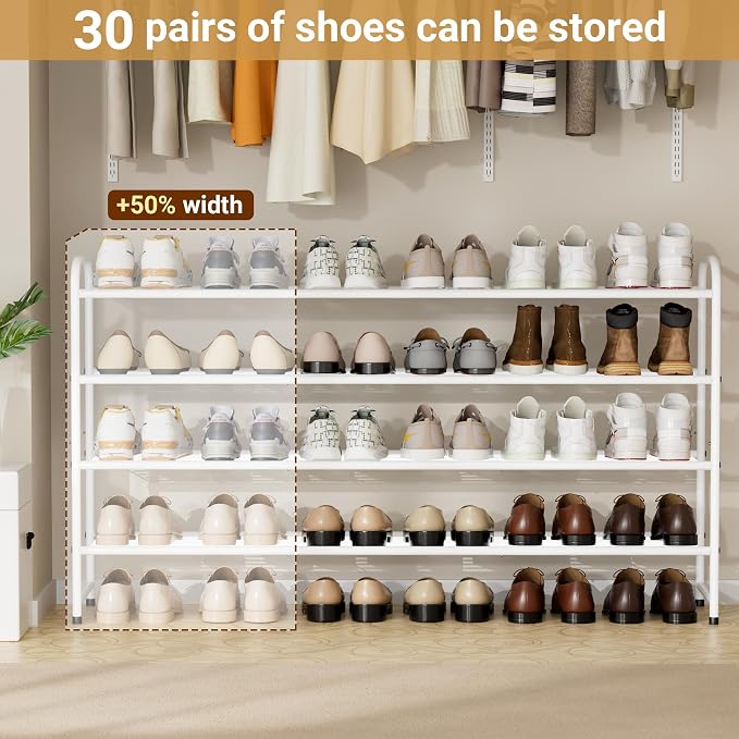 KEETDY 4-Tier Long Shoe Rack for Closet Floor, Wide Shoe Organizer Storage - Image 3