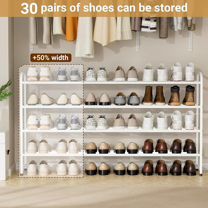 KEETDY 4-Tier Long Shoe Rack for Closet Floor, Wide Shoe Organizer Storage - Image 3