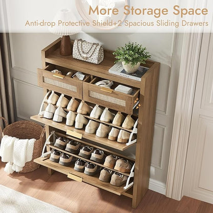HOKYHOKY Rattan Shoe Storage Cabinet - Image 4
