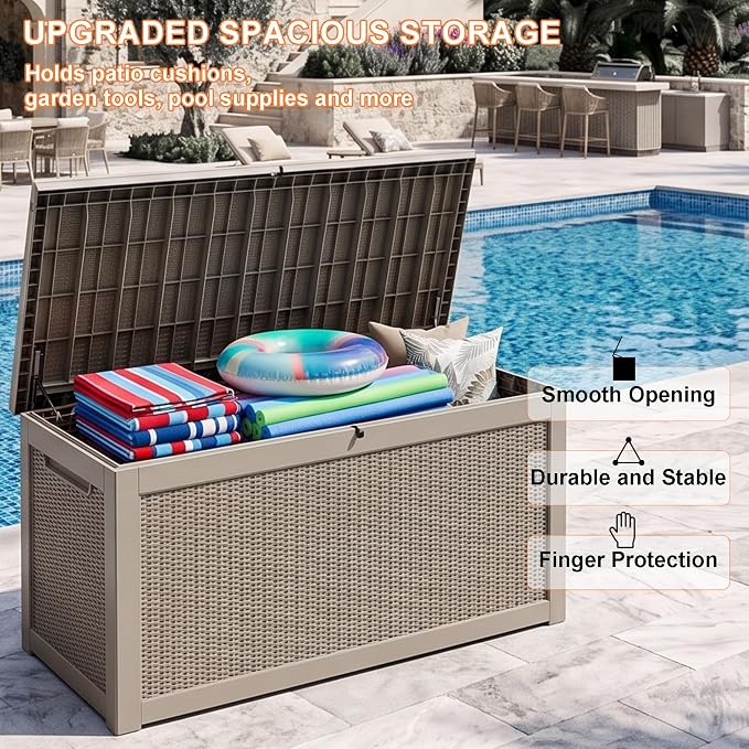 Vixzen 320 Gallon Deck Boxes Outdoor Waterproof, Lockable Storage Box - Image 3