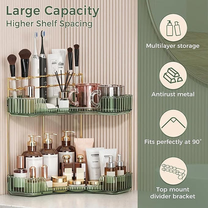 BEFSOP Corner Bathroom Counter Organizer, Upgraded 2-Tier Makeup Organizer - Image 5