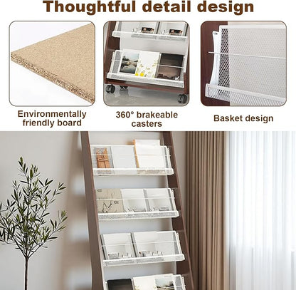 Brochure Display Rack, 4 Layer Floor-Standing Magazine Rack, Literature - Image 5