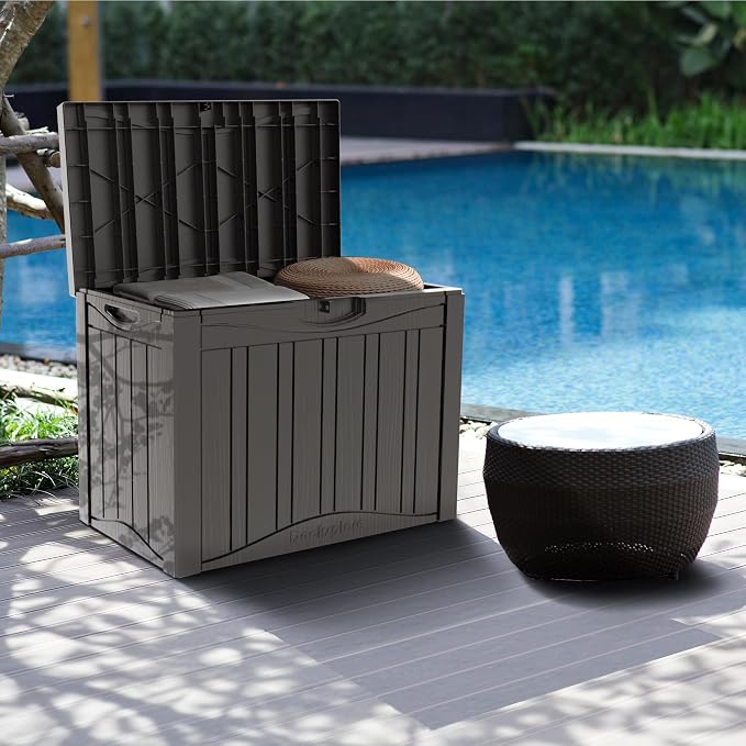 45 Gallon Deck Box, Resin Outdoor Indoor Waterproof Storage Box, Lockable - Image 7