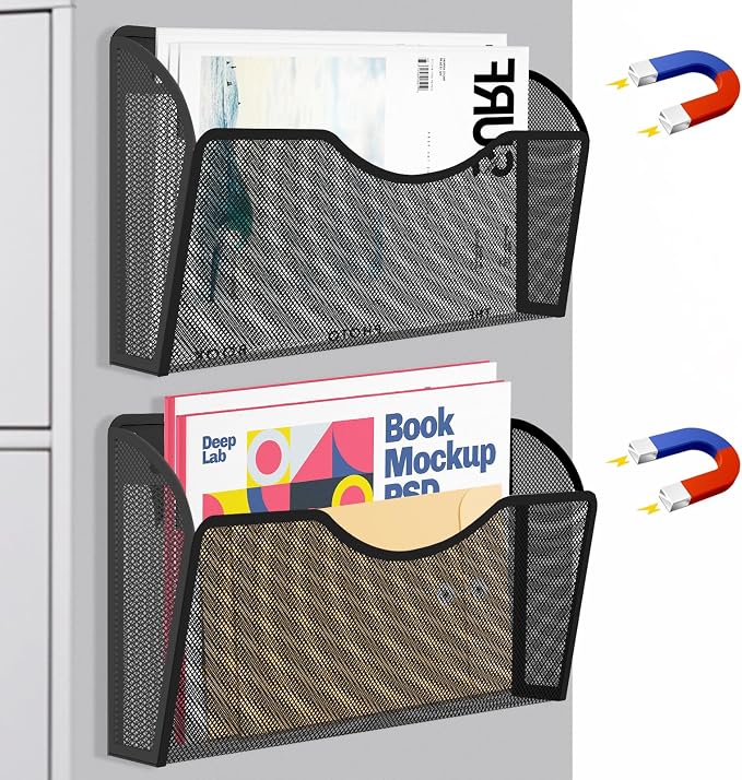 Magnetic File Holder 2 Pockets File Folder Organizer, Office Hanging Magazine - Image 8