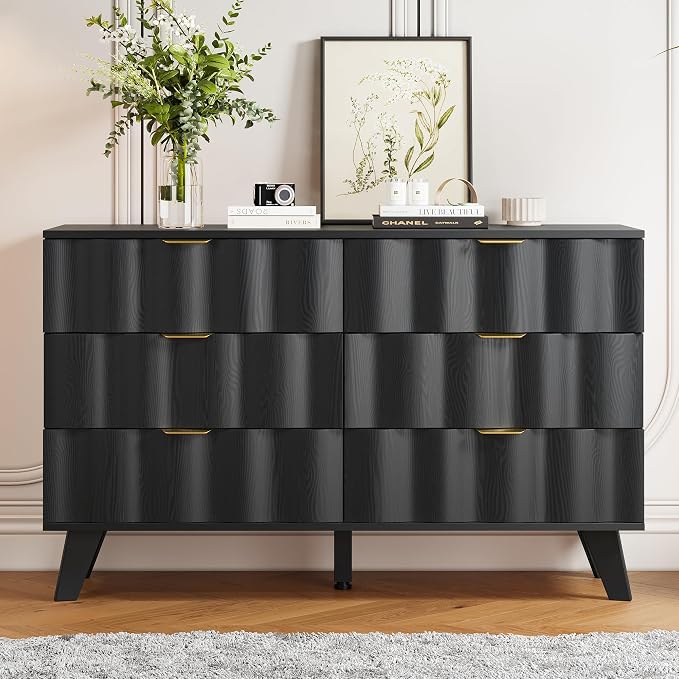 6 Drawer Dresser, Modern Fluted Storage Dresser by EnjoyaWarmandCozyLife