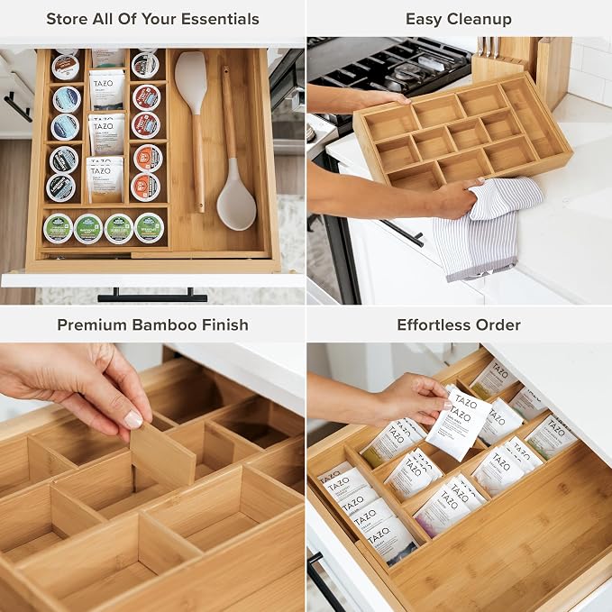 KitchenEdge Tea Bag and Coffee Pod Kitchen Drawer Organizer, Expandable 9.7 to - Image 3