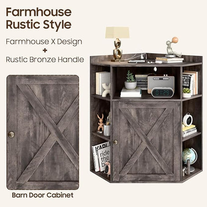 Corner Storage Cabinet, Farmhouse Corner Bookshelf - Image 8