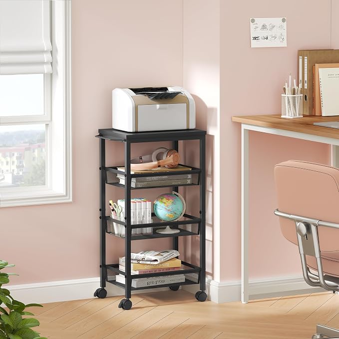 Hoctieon Rolling Storage Cart, 4-Tier Wide Panel Rolling Kitchen Storage Cart - Image 7