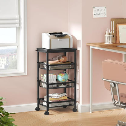 Hoctieon Rolling Storage Cart, 4-Tier Wide Panel Rolling Kitchen Storage Cart - Image 7