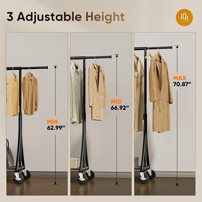 HOKEEPER Clothes Rack with Wood Shelves Height Adjustable Clothing Rack with - Image 5