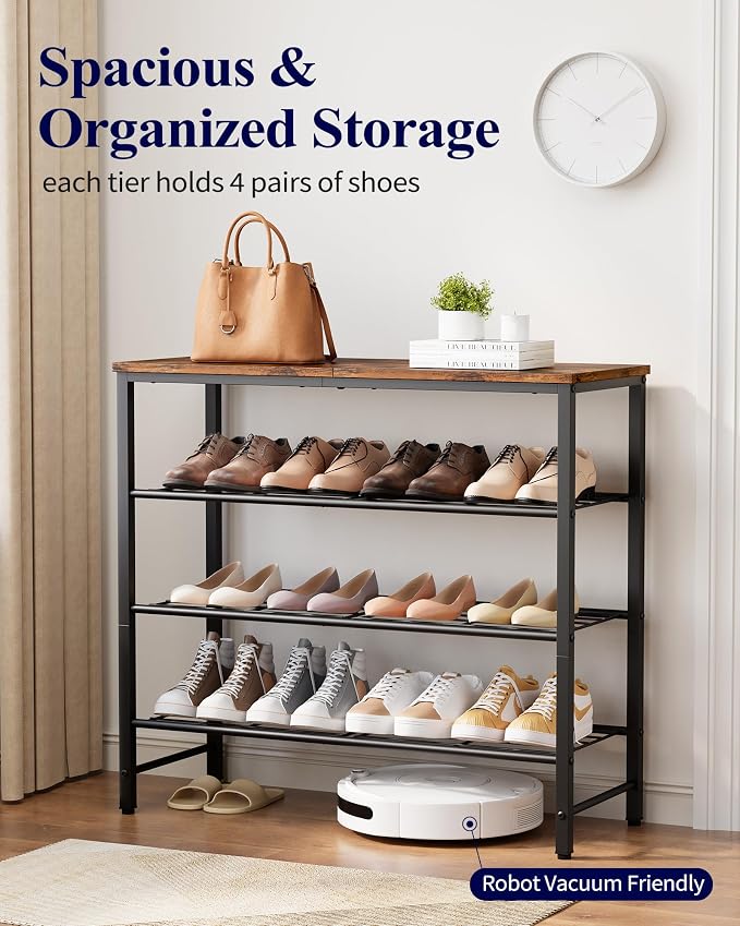 Kitsure Shoe Rack for Closet, Rustic Brown Shoe Organizer - Image 5