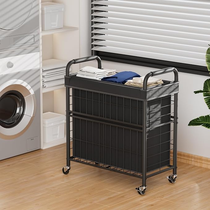Laundry Hamper 3 Section, 145L Rolling Laundry Sorter Basket - Image 2
