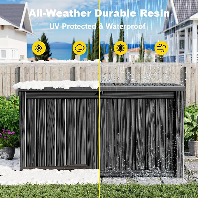 200 Gallon Waterproof Outdoor Storage Box, UV Resistant Resin Deck Box - Image 7