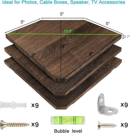 Joiishom Wood Corner Wall Shelves Set of 2, Solid Wood Corner Floating Shelves - Image 3