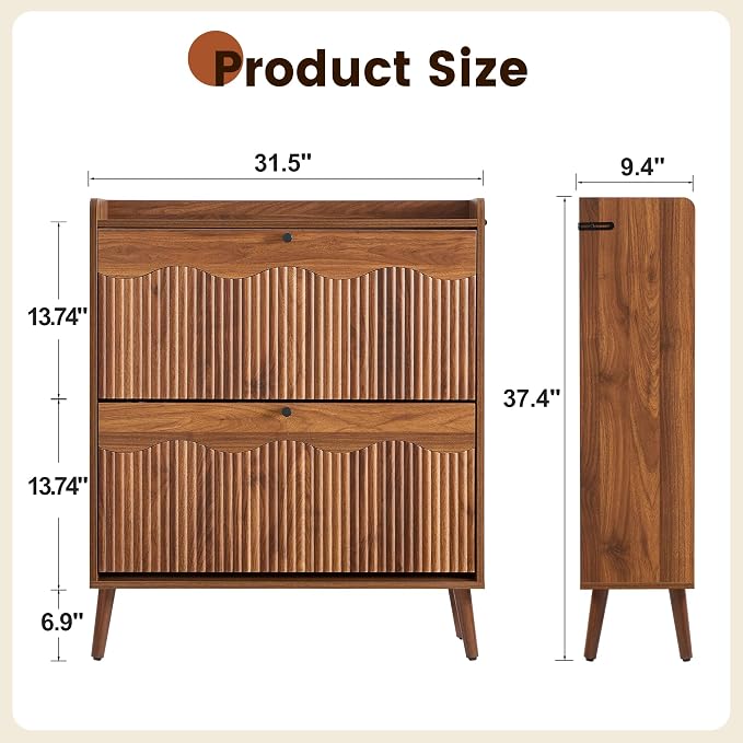 BERRYMERRY 31.5" Fluted Shoe Storage Cabinet - Image 3