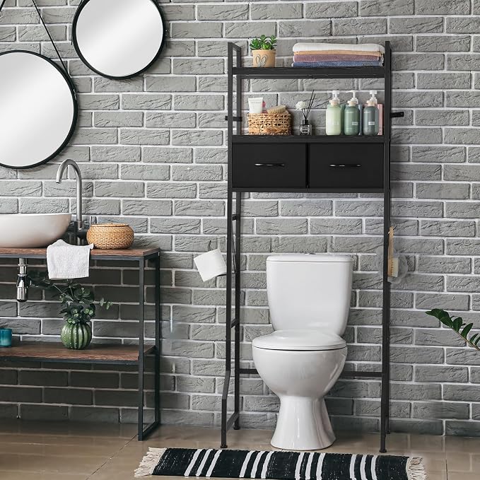 YBING Black Over The Toilet Storage Cabinet, Over Toilet Bathroom Organizer - Image 5