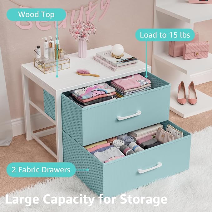 BOLUO Stackable Storage Drawers Closet Organizers and Storage Fabric Blue 2 - Image 6