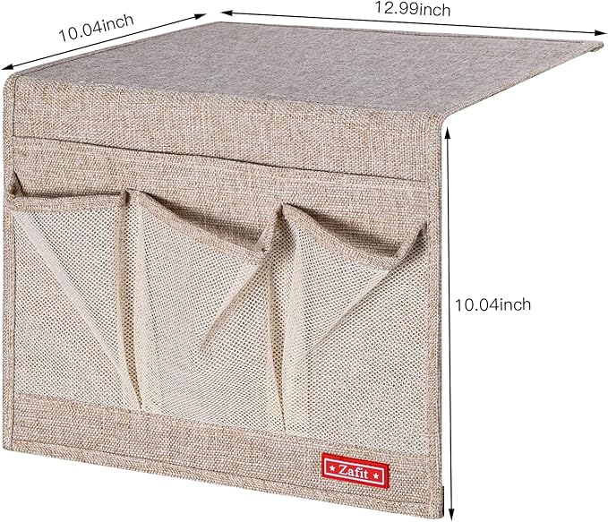 Zafit Linen 4 Pockets Bedside Caddy, Bedside Storage Organizer - Image 3