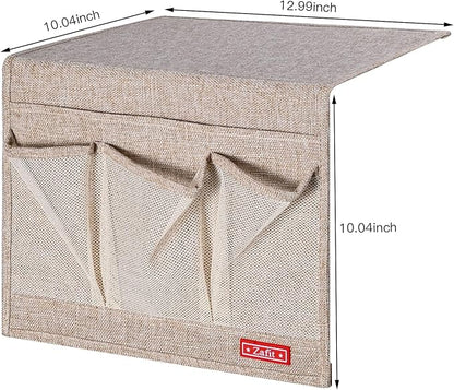 Zafit Linen 4 Pockets Bedside Caddy, Bedside Storage Organizer - Image 3