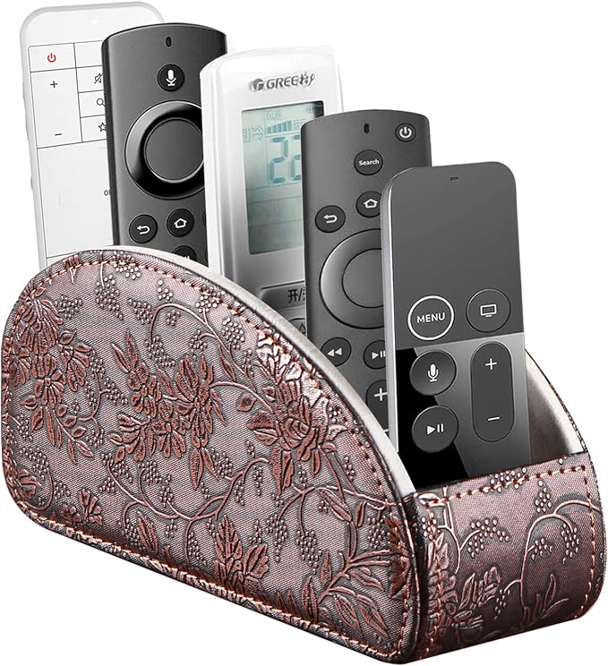 YAPISHI All-in-One Leather Brown TV Remote Holder by YAPISHI