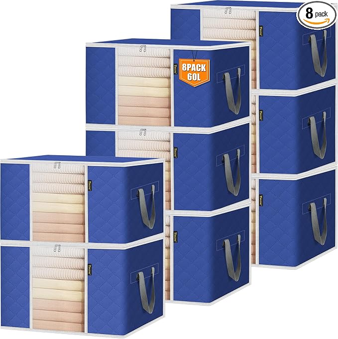 BALEINE 8 Pack Clothes Storage Bags, 16 Gallon Storage Containers by BALEINE