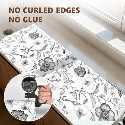Drawer and Shelf Liner Black Flowers 23.6in x 30FT, Non Adhesive Anti-Slip - Image 8