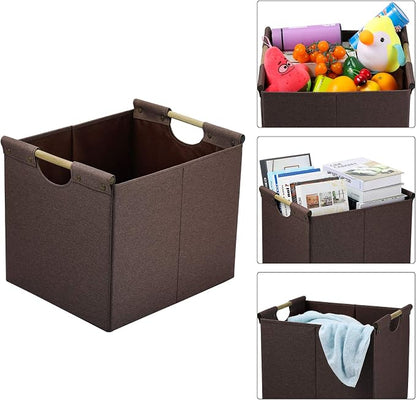 HOONEX Large Collapsible Storage Bins, Linen Fabric, 2 Pack, Storage Baskets - Image 4
