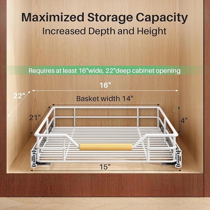 Pull out Cabinet Organizer, Heavy Duty Smooth Sliding Under Cabinet Shelves - Image 3