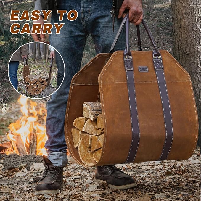 INNO STAGE Canvas Log Carrier Bag, Durable Wood Tote, Fireplace Stove - Image 5