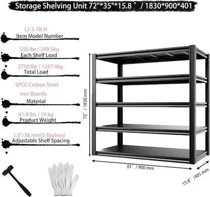 Storage Shelving Unit Adjustable Heavy Duty Garage Shelves Metal Organizer - Image 2