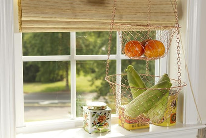 Fox Run 3-Tier Copper Kitchen Hanging Fruit Baskets - Image 6