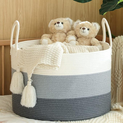KAKAMAY Large Blanket Basket, Woven Baskets - Image 2