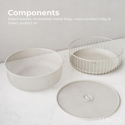 Metal Fruit Bowl with Mesh Lid and Basket - Image 4