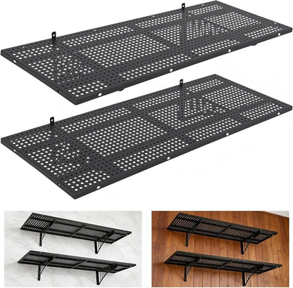 FAHKNS 2 Pack Garage Wall Shelving, Wall Mounted Garage Shelving Racks Floating by FAHKNS