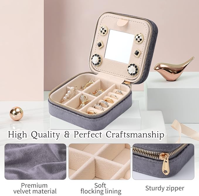 Dajasan Velvet Travel Jewelry Box, Mini Travel Jewelry Case, Small Portable - Image 5