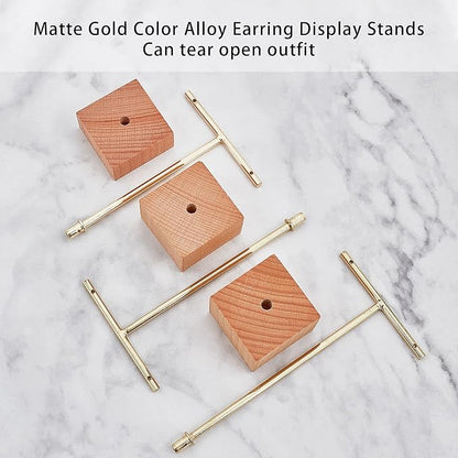 FINGERINSPIRE 3 Pcs Gold Metal T Bar Earring Display Stand 6.3/5.5/4.5 Inch - Image 5