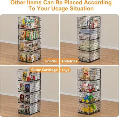 4-Tier Stackable Closet Organizers and Storage Shelves, Clothes Storage Basket - Image 8