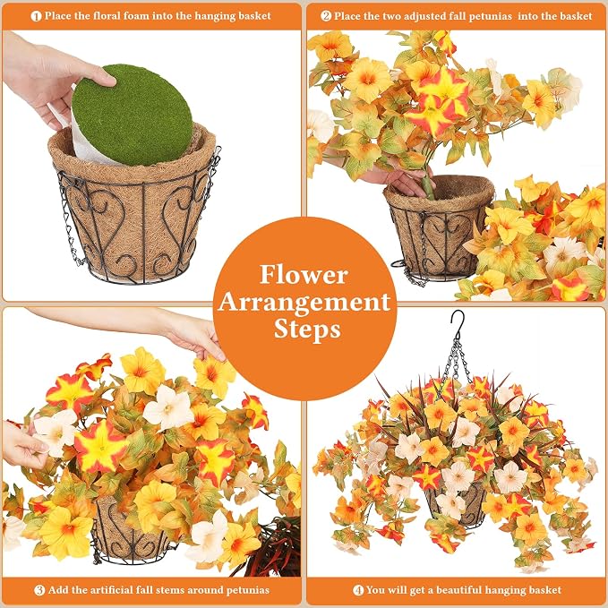 Artificial Fall Flowers with Hanging Basket - Image 4